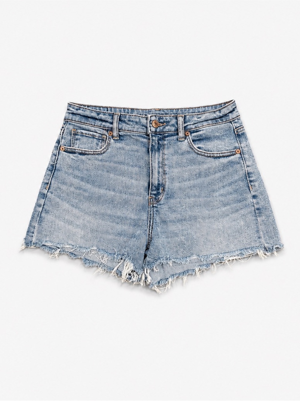 American Eagle High-Rise Mom Denim Shorts Women’s US Size 8 Frayed Raw Hem AE